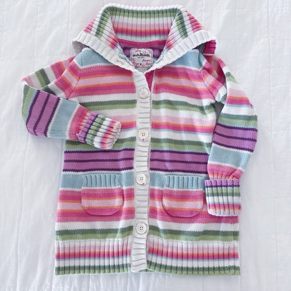 Oshkosh Baby B’gosh Other - Vintage Oshkosh B'gosh Sweater Girls 6 Button Front Striped 100% Cotton